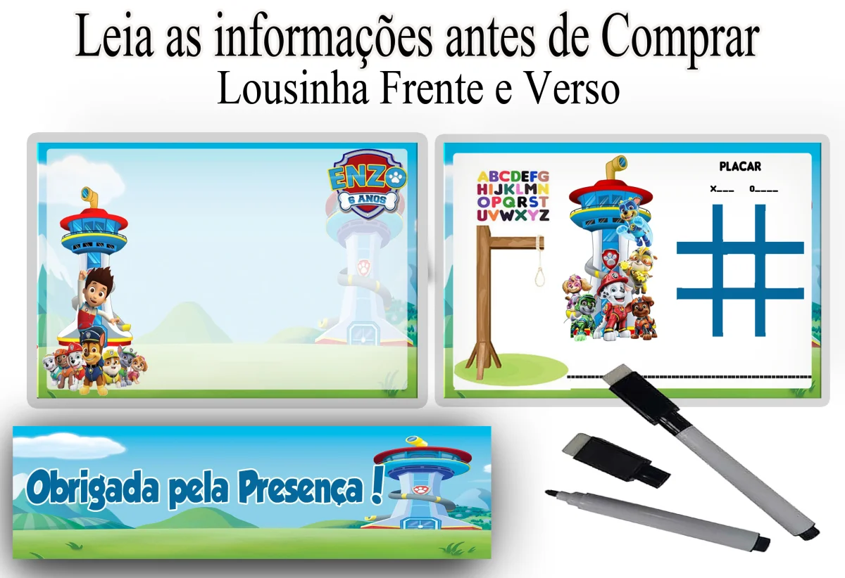 Lousa Magica infantil personalizada para lembrancinhas Patrulha Canina - Imagem 2