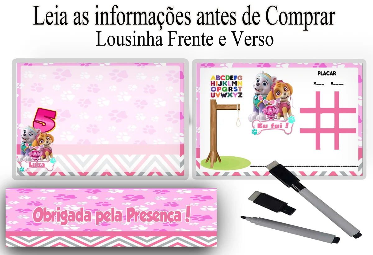 Lousa Magica infantil personalizada para lembrancinhas Patrulha Canina - Imagem 4