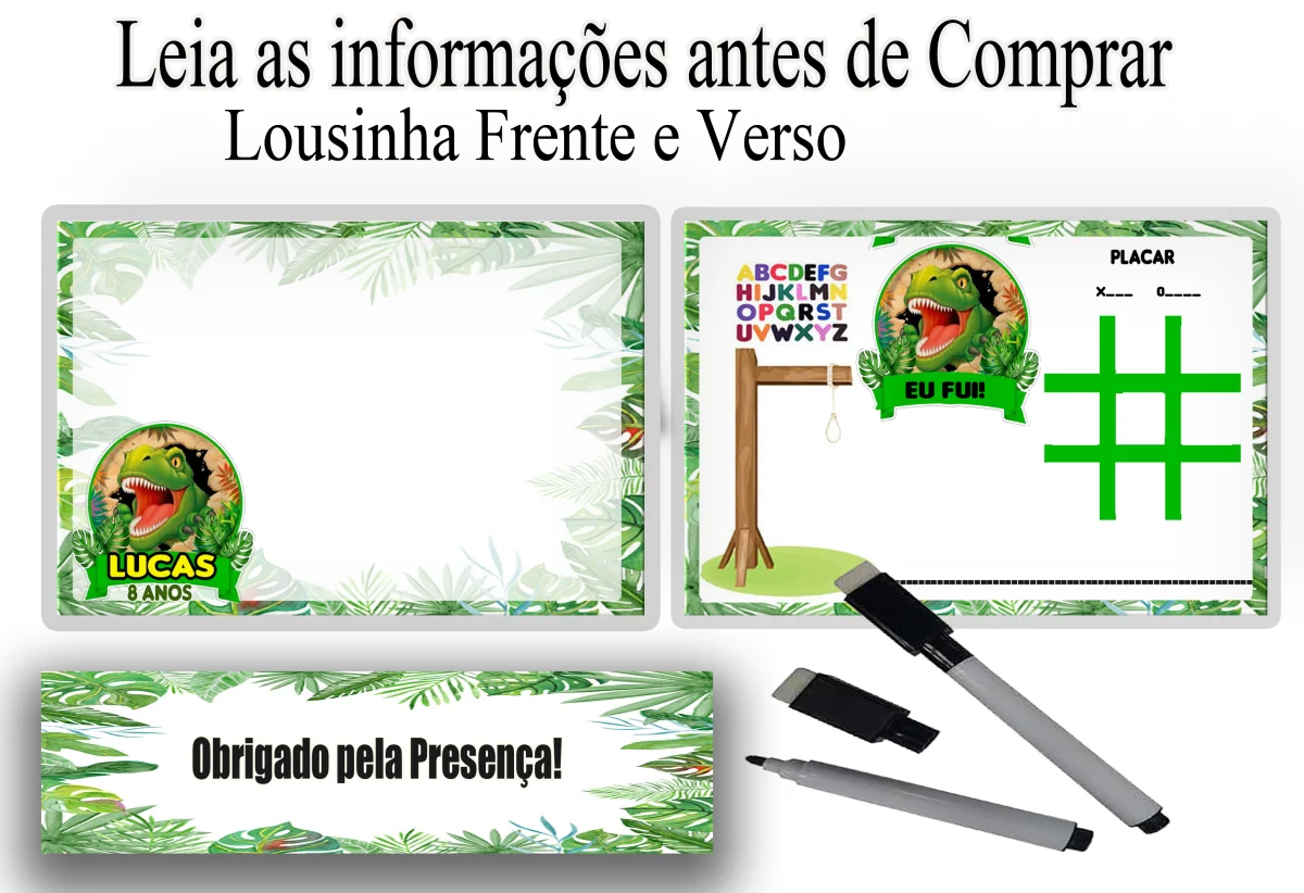 Lousa Magica infantil personalizada para lembrancinhas dos Dinossauros - Imagem 1