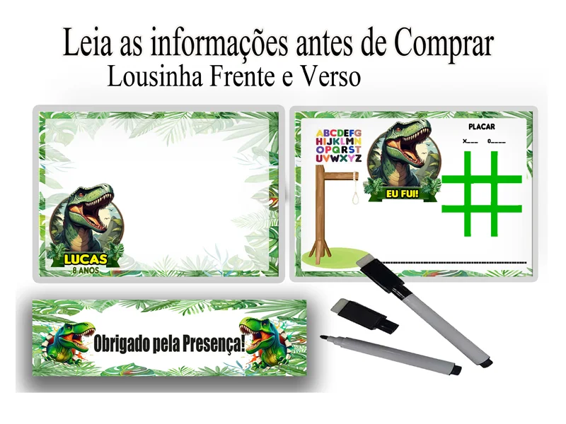 Lousa Magica infantil personalizada para lembrancinhas dos Dinossauros - Imagem 2
