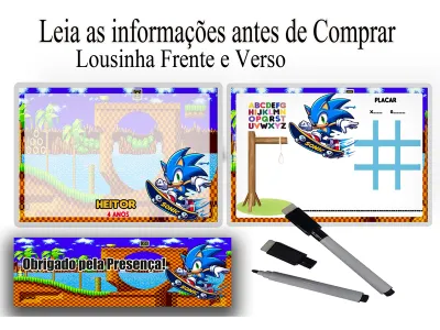 Lousa Magica infantil personalizada para lembrancinhas Sonic