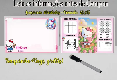 Lousa Magica infantil personalizada para lembrancinhas Hello Kitty