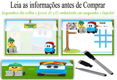 Lousa Magica infantil personalizada para lembrancinhas Léo o Caminhão
