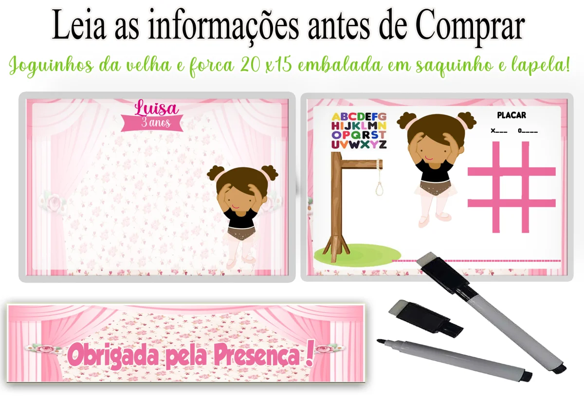 Lousa Magica infantil personalizada para lembrancinhas da Bailarina - Imagem 3