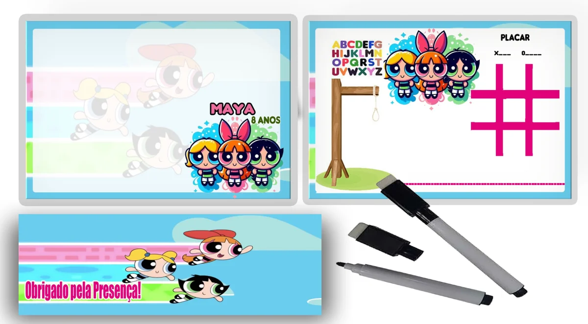 Lousa Magica infantil personalizada para lembrancinhas Meninas Super Poderosas - Imagem 2