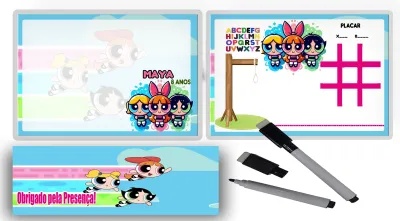 Lousa Magica infantil personalizada para lembrancinhas Meninas Super Poderosas