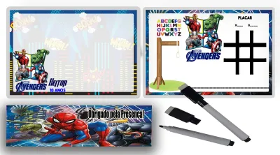 Lousa Magica infantil personalizada para lembrancinhas Super Herois da Marvel