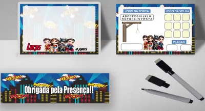 Lousa Magica infantil personalizada para lembrancinhas Super Herois da Marvel