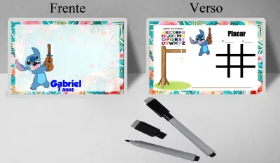 Lousa Magica infantil personalizada para lembrancinhas dos Stitch
