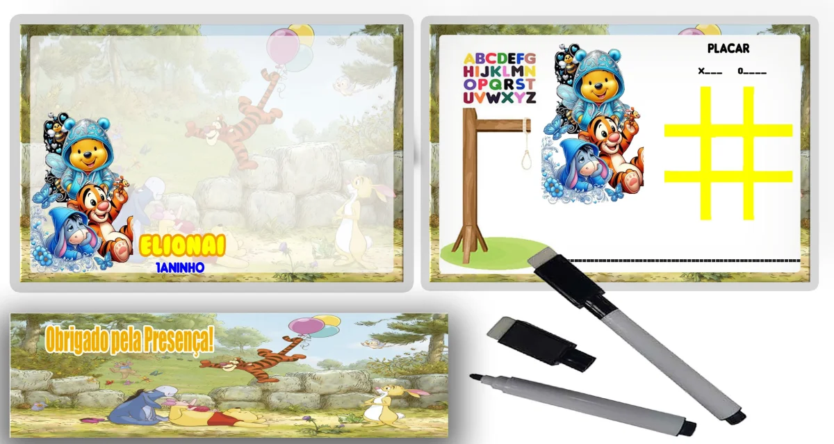 Lousa Magica infantil personalizada para lembrancinhas Ursinho Puff - Imagem 3