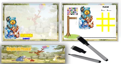 Lousa Magica infantil personalizada para lembrancinhas Ursinho Puff