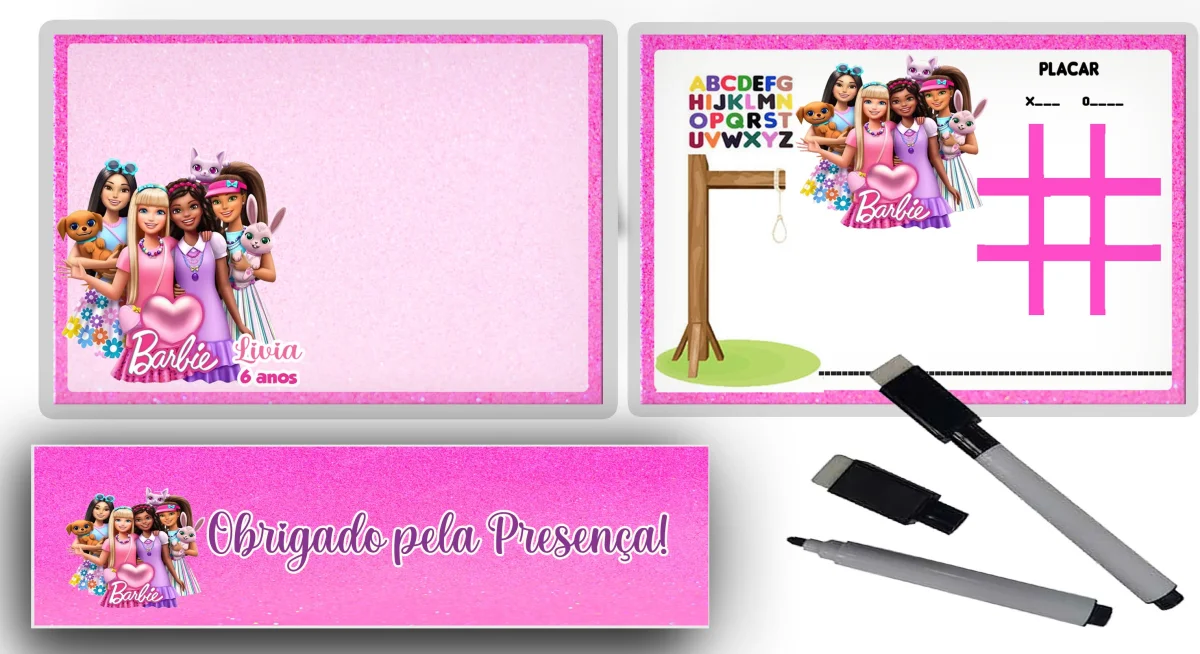 Lousa Magica infantil personalizada para lembrancinhas da Barbie - Imagem 2