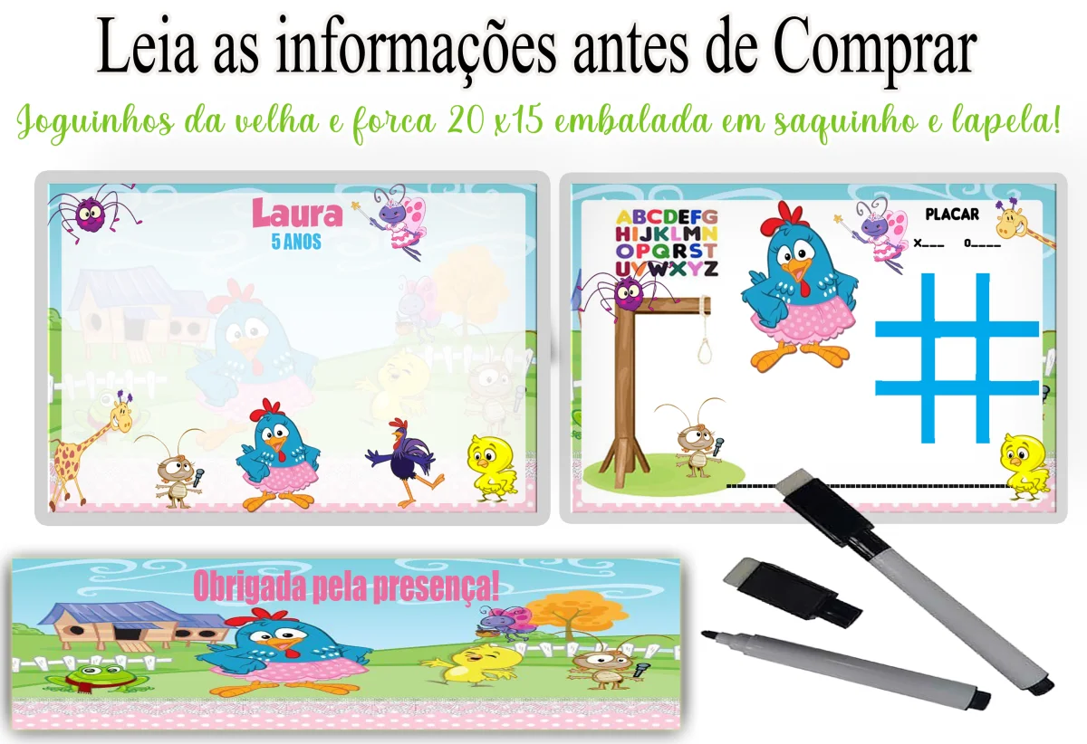 Lousa Magica infantil personalizada para lembrancinhas Galinha Pintadinha - Imagem 1