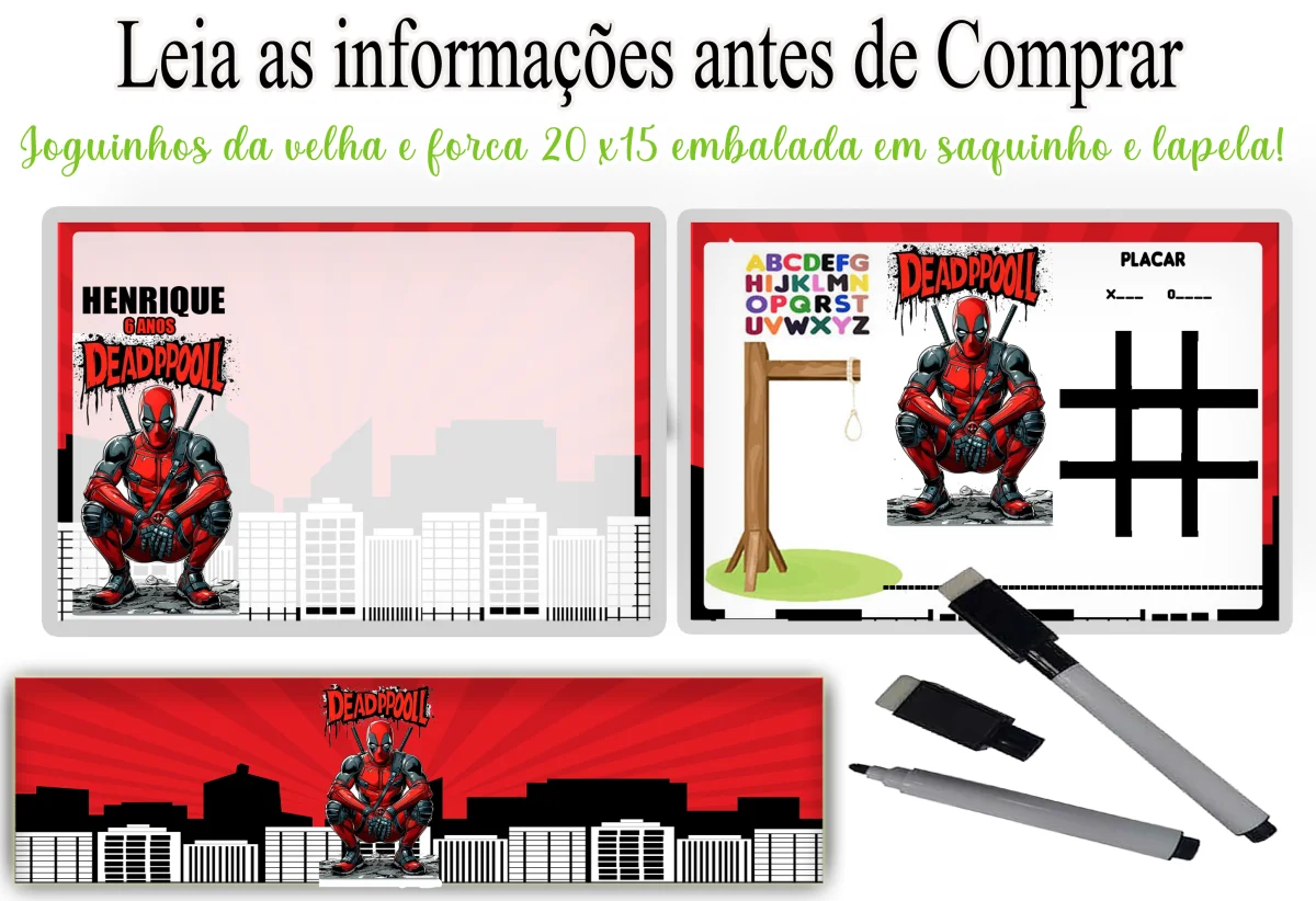 Lousa Magica infantil personalizada para lembrancinhas DeadPool - Imagem 3