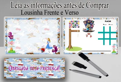 Lousa Magica infantil personalizada para lembrancinhas da Alice No Pais das Maravilhas