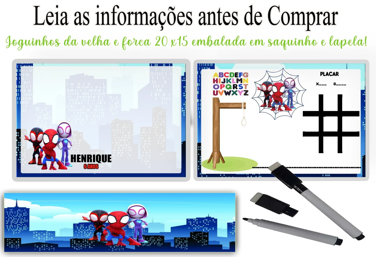 Lousa Magica infantil personalizada para lembrancinhas Spider Man e seus Amigos - Imagem 3