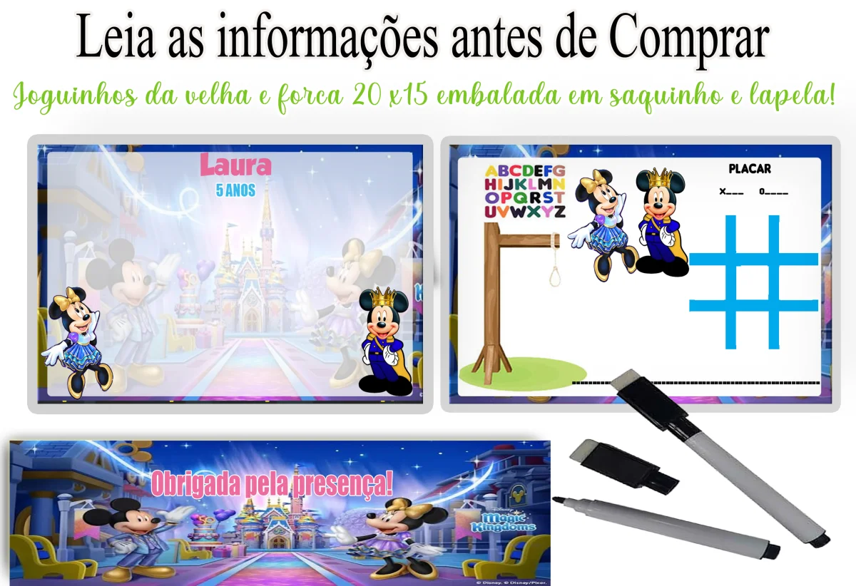 Lousa Magica infantil personalizada para lembrancinhas Mickey Realeza - Imagem 1