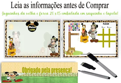 Lousa Magica infantil personalizada para lembrancinhas Mickey Safari