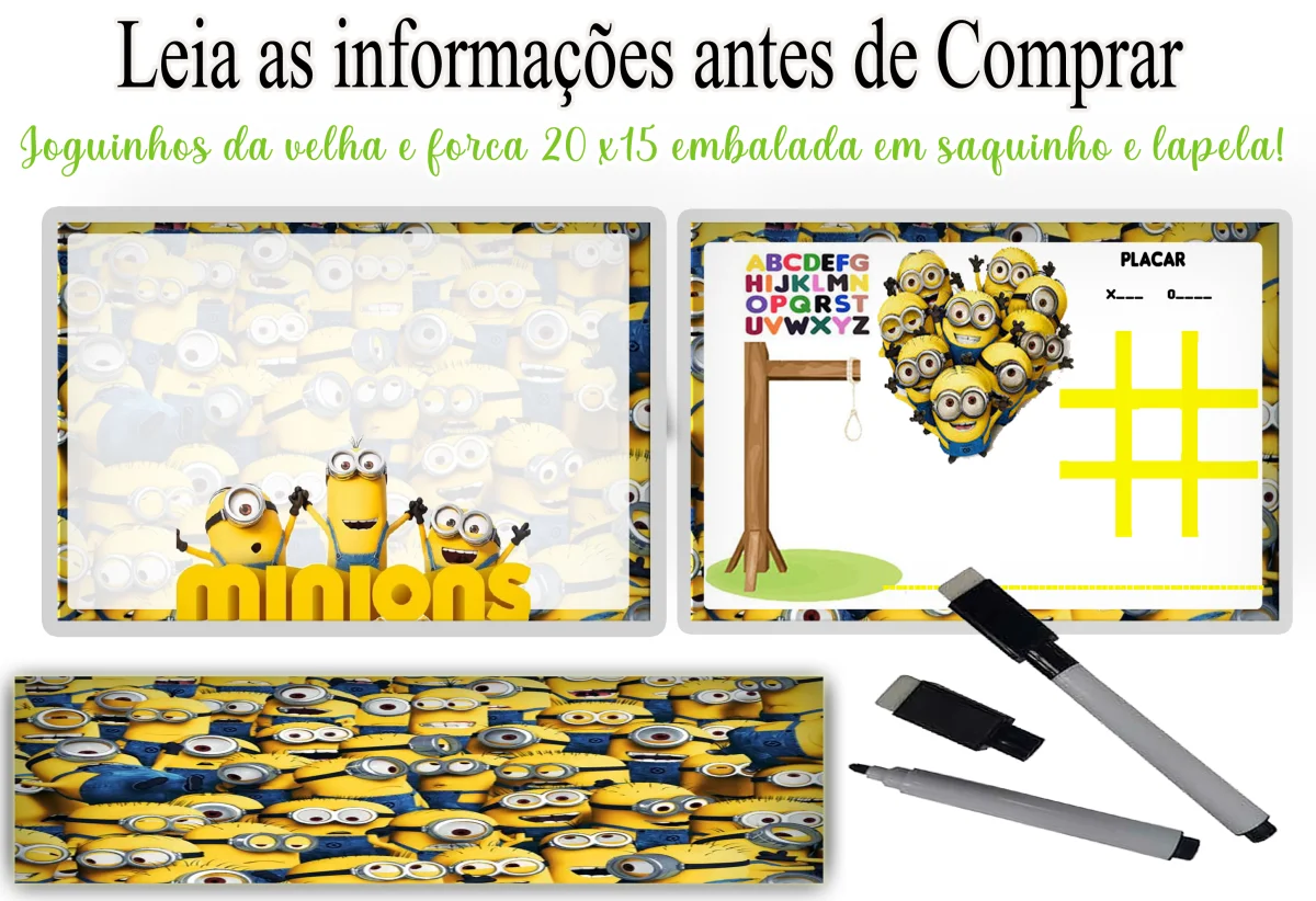Lousa Magica infantil personalizada para lembrancinhas dos Minions - Imagem 1