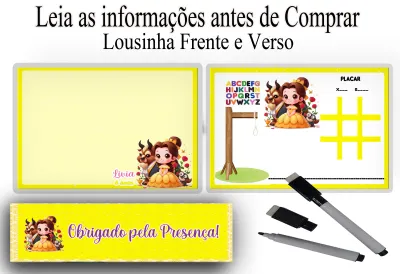 Lousa Magica infantil personalizada para lembrancinhas da Bela e a Fera
