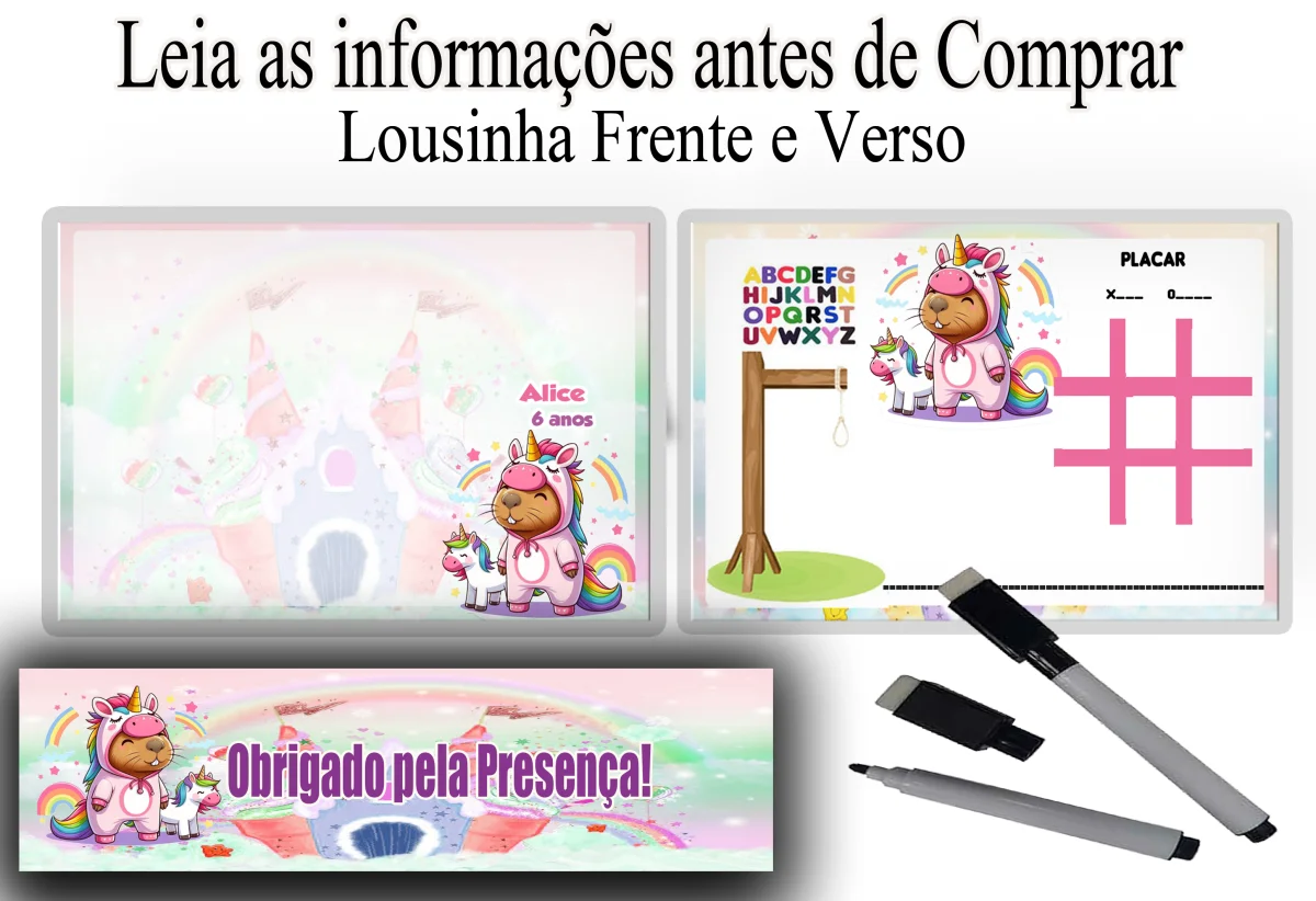 Lousa Magica infantil personalizada para lembrancinhas da Capivara