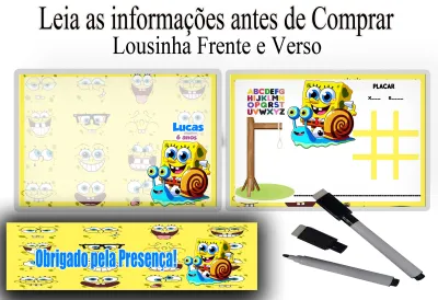 Lousa Magica infantil personalizada para lembrancinhas do Bob Esponja