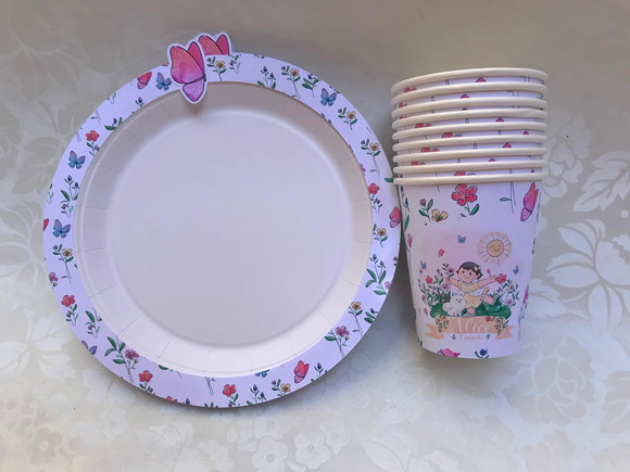 24 Pratinhos Personalizados + 24 Copos Personalizados