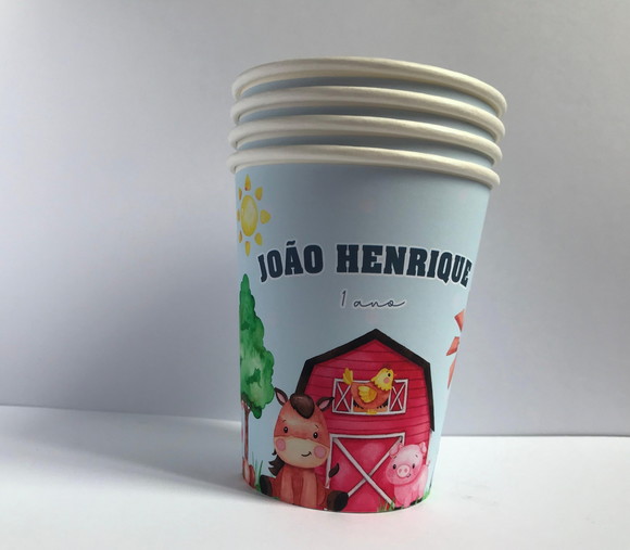 Copo Descartávei Personalizado - 100 Unidades Fazendinha
