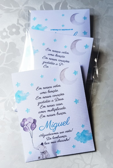 Envelopes Aromáticos - Elefantinho Azul 50 Unidades