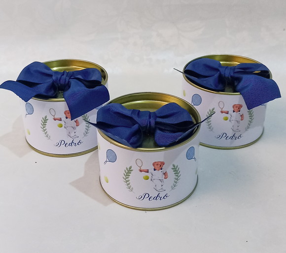 Latinhas Personalizadas 7x5cm Urso Tenista - 40 Unidades - Imagem 2