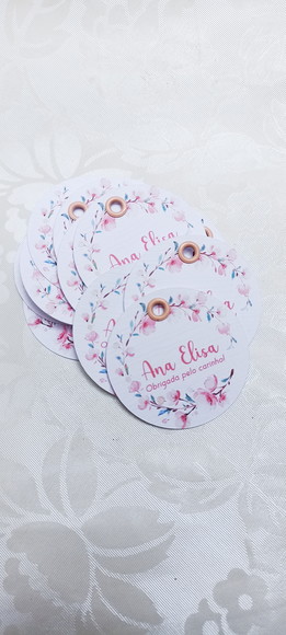 Tag Floral Aquarela com Ilhós - 50 Unidades