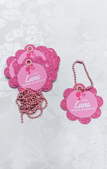 Tag de Agradecimento Barbie com Corrente Bolinha - 30 Unids - Imagem 2