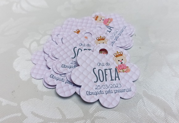 Mini Tag Ursinha Princesa - 50 Unidades
