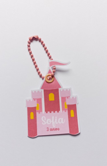 Tag Castelo com Ilhós e Corrente Bolinha - 30 Unidades