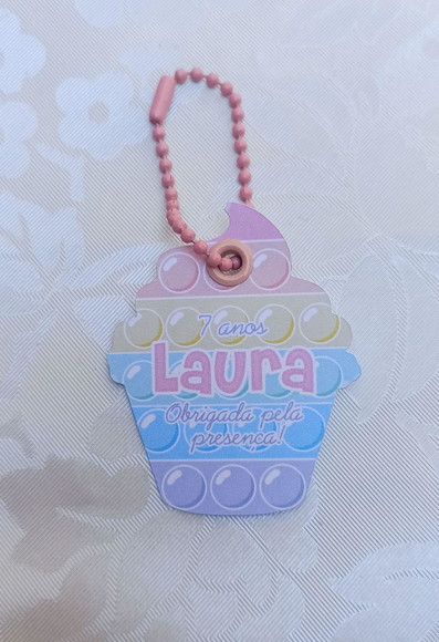 Tag Cupcake Pop It Ilhós e Corrente Bolinha - 30 Unidades