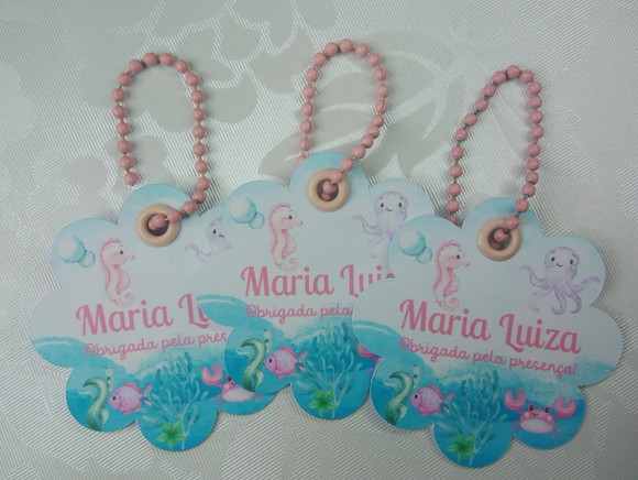 Tag Fundo do Mar com Ilhós e Corrente Bolinha 120 Unidades