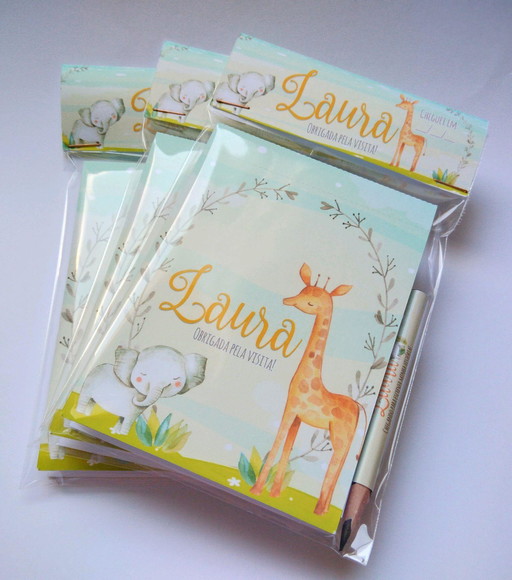 Lembrancinha de Maternidade Bloquinho Girafa - 20 Unid
