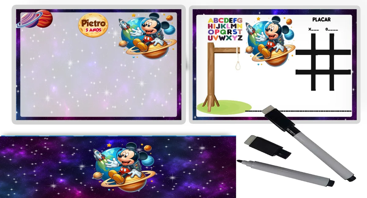Lousa Magica infantil personalizada para lembrancinhas Mickey Astronauta - Imagem 2