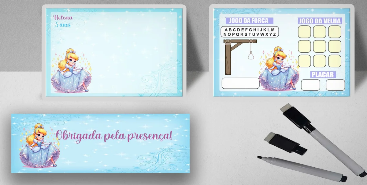 Lousa Magica infantil personalizada para lembrancinhas da Cinderela - Imagem 3