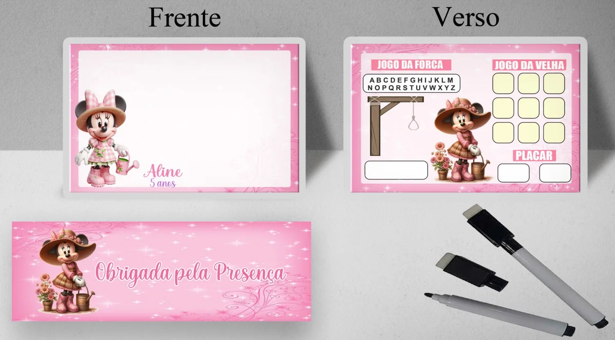 Lousa Magica infantil personalizada para lembrancinhas da Minnie Fazendeira - Imagem 2