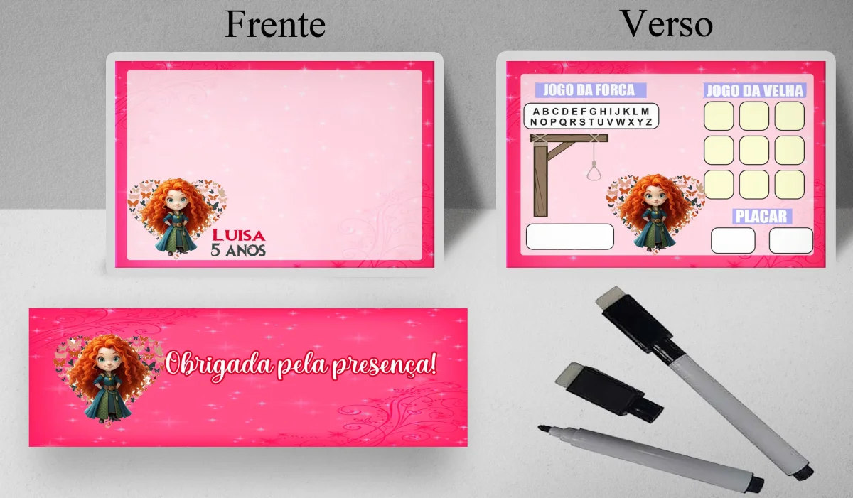 Lousa Magica infantil personalizada para lembrancinhas Valente - Imagem 1