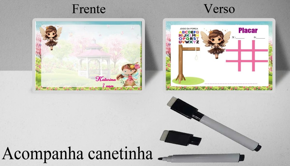 Lousa Magica infantil personalizada para lembrancinhas Jardim das Fadas - Imagem 2