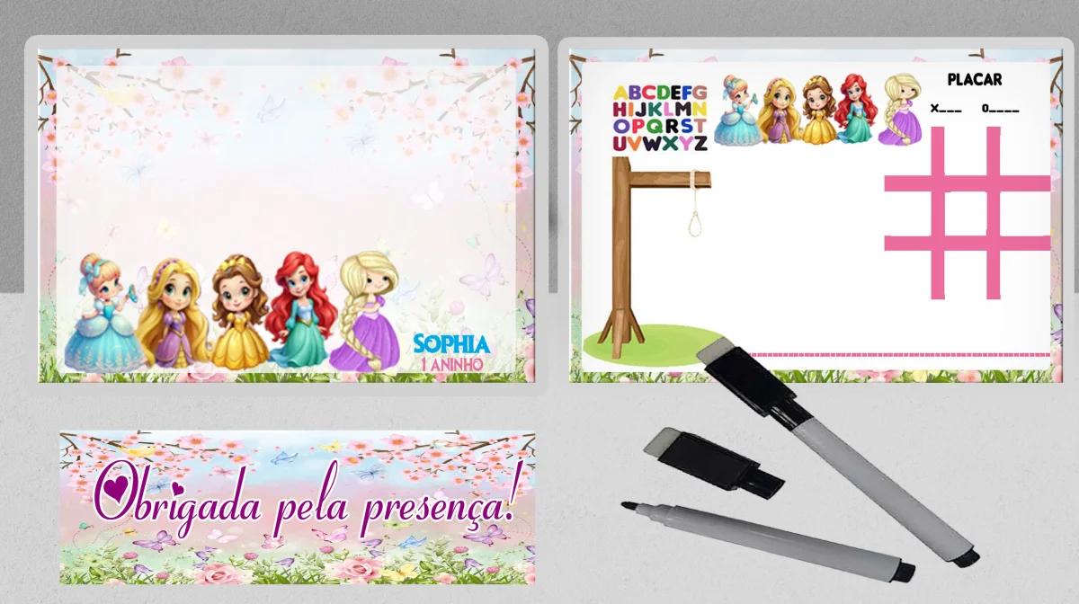 Lousa Magica infantil personalizada para lembrancinhas Princesas Disney Cute