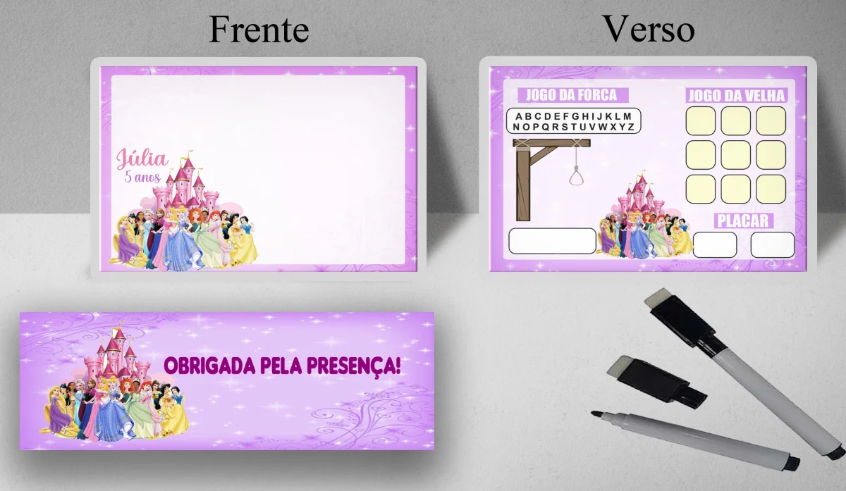 Lousa Magica infantil personalizada para lembrancinhas Princesas Disney - Imagem 3