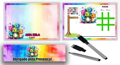 Lousa Magica infantil personalizada para lembrancinhas Reino encantado dos Dinossauros