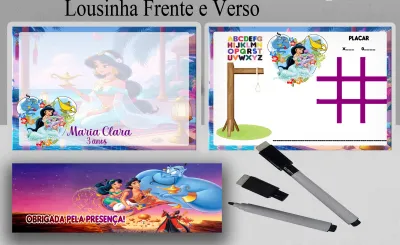 Lousa Magica infantil personalizada para lembrancinhas Princesa Jasmine