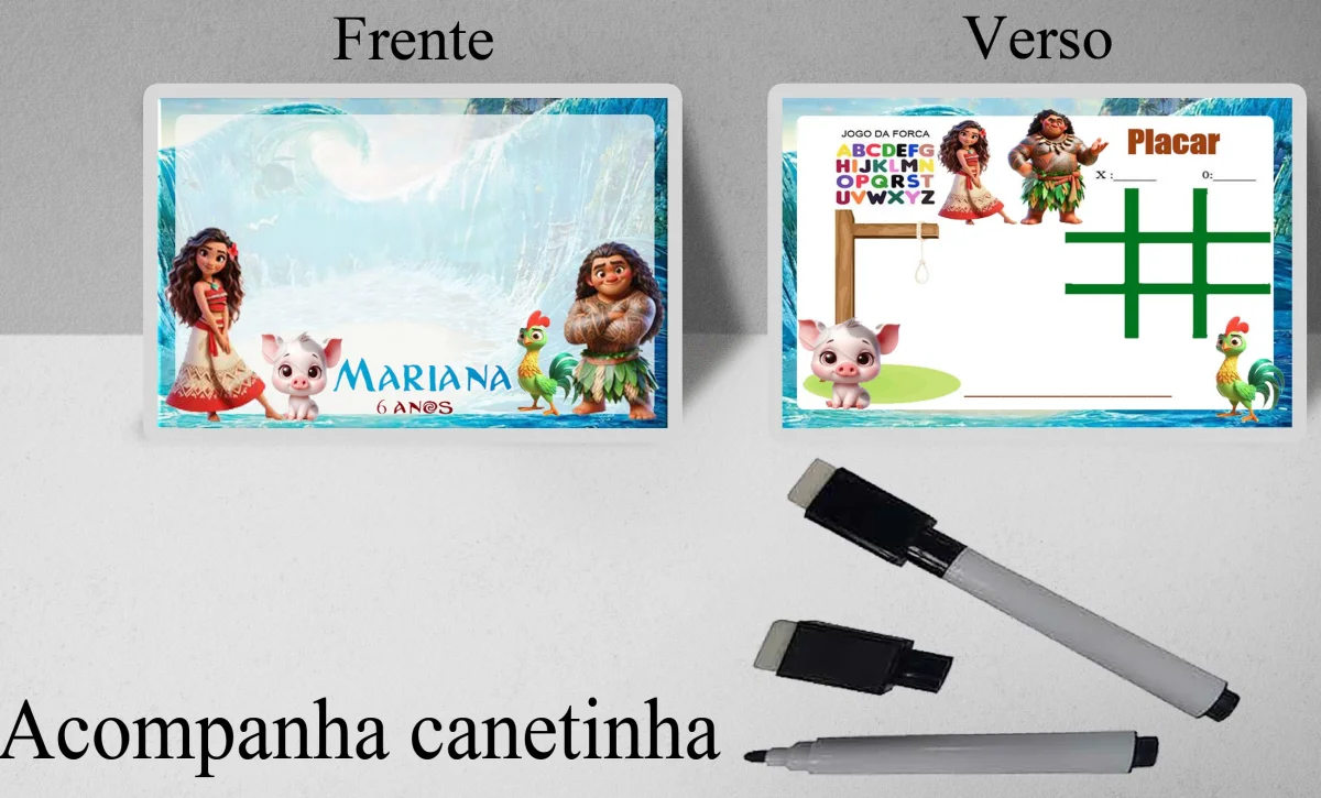 Lousa Magica infantil personalizada para lembrancinhas da Moana - Imagem 3