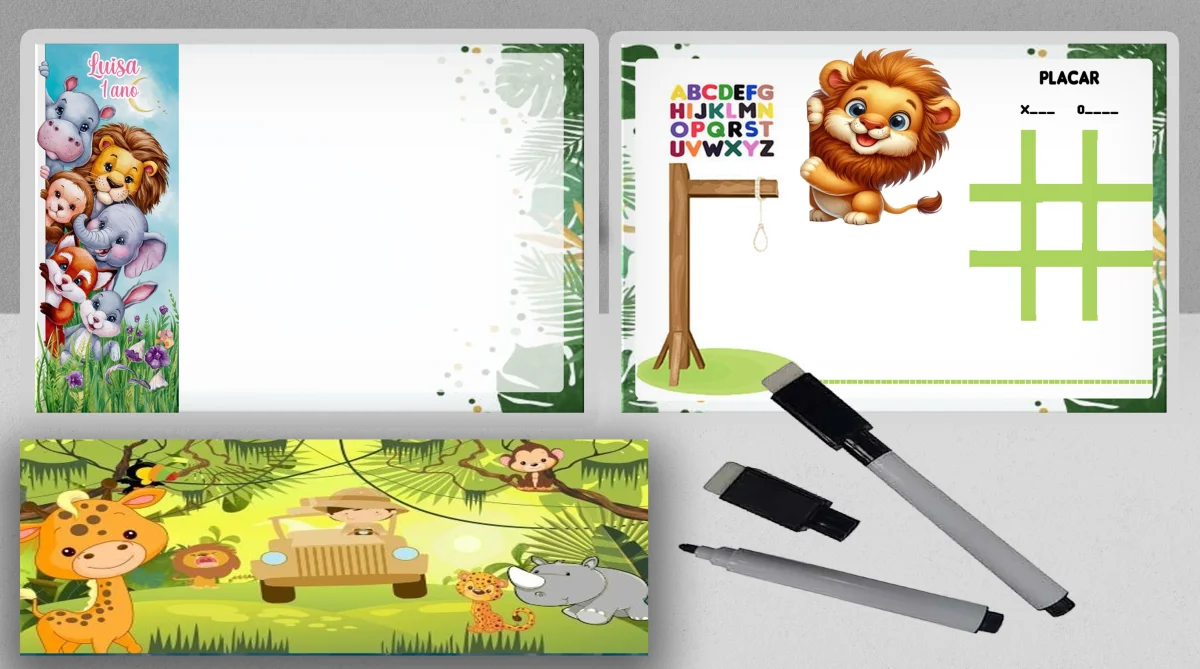 Lousa Magica infantil personalizada para lembrancinhas Safari Baby - Imagem 3