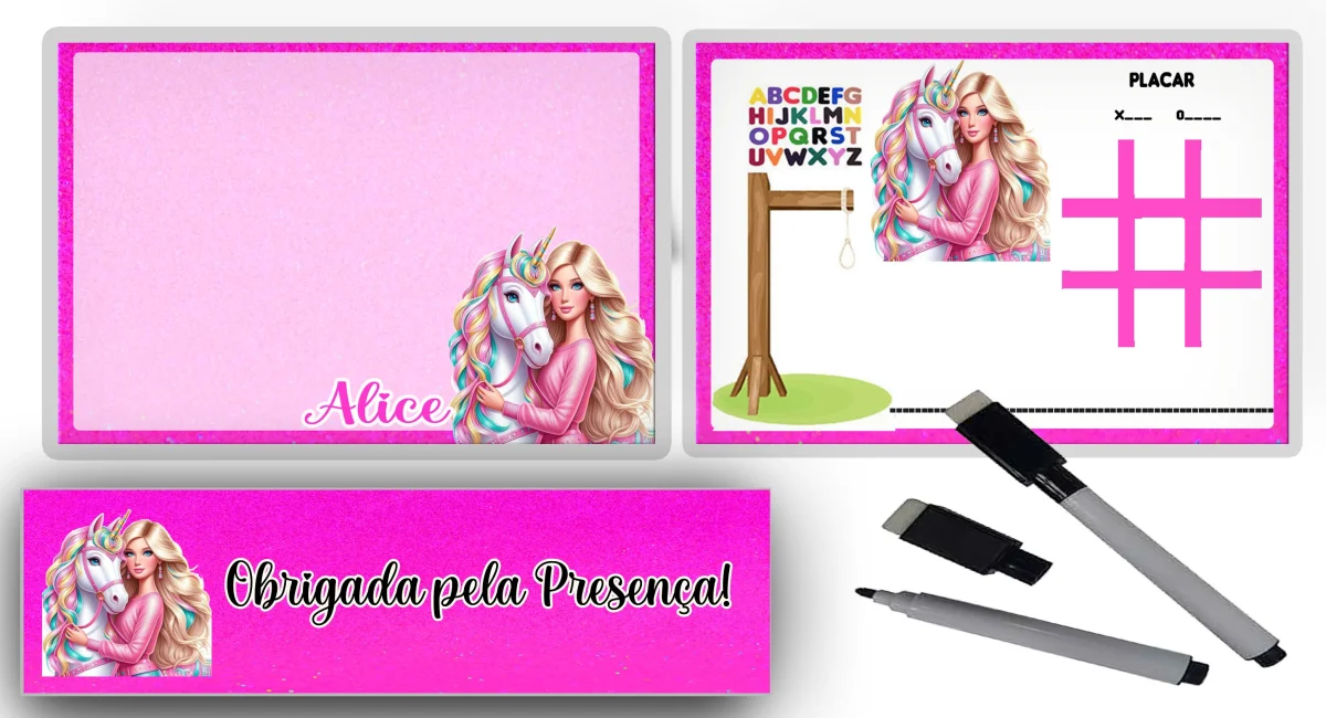 Lousa Magica infantil personalizada para lembrancinhas da Barbie - Imagem 1
