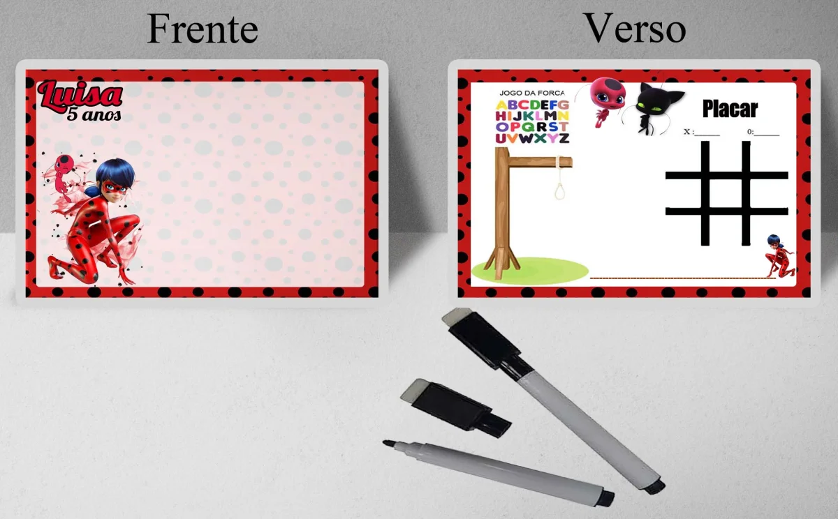 Lousa Magica infantil personalizada para lembrancinhas Ladybug Miraculus - Imagem 4